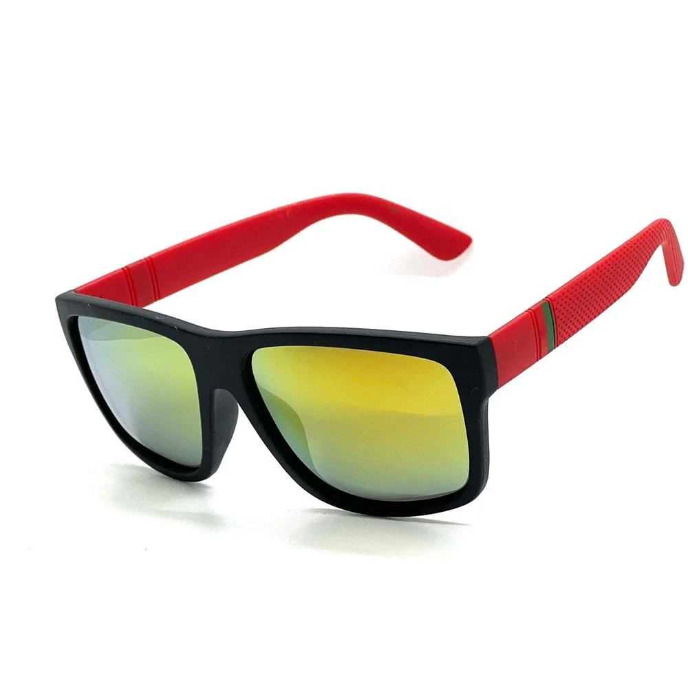 Men's Sunglasses Polarized ORange Mirrored Lens Square Frame Driving Fishing New